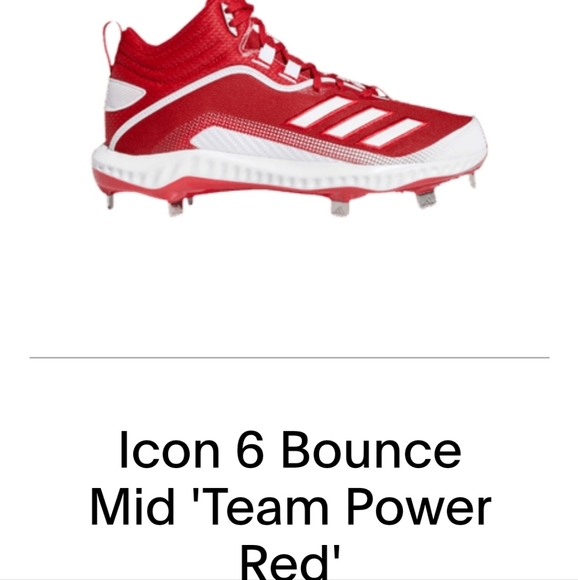 adidas Icon 6 Bounce Mid Baseball Cleats Red FV9356 Men's Size 8 New. - Picture 8 of 8